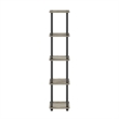 Furinno TURN-N-TUBE Wood 5-Tier Corner Rack Display Shelf in Oak Gray/Black