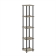 Furinno TURN-N-TUBE Wood 5-Tier Corner Rack Display Shelf in Oak Gray/Black