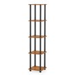 Furinno TURN-N-TUBE Wood 5-Tier Corner Rack Display Shelf in Light Cherry/Black