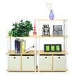 Furinno Go Green Wood 3-Tier Storage Rack Shelving Unit w/Bins in Beech/Natural