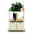 Furinno Go Green Wood 3-Tier Storage Rack Shelving Unit w/Bins in Beech/Natural