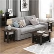 Furinno ANDREY Wood End Table with Bin Drawer in Dark Brown/Black (Set of 2)