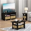 Furinno ANDREY Wood End Table with Bin Drawer in Espresso (Set of 2)