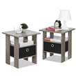 Furinno ANDREY Wood End Table with Bin Drawer in French Oak Gray (Set of 2)
