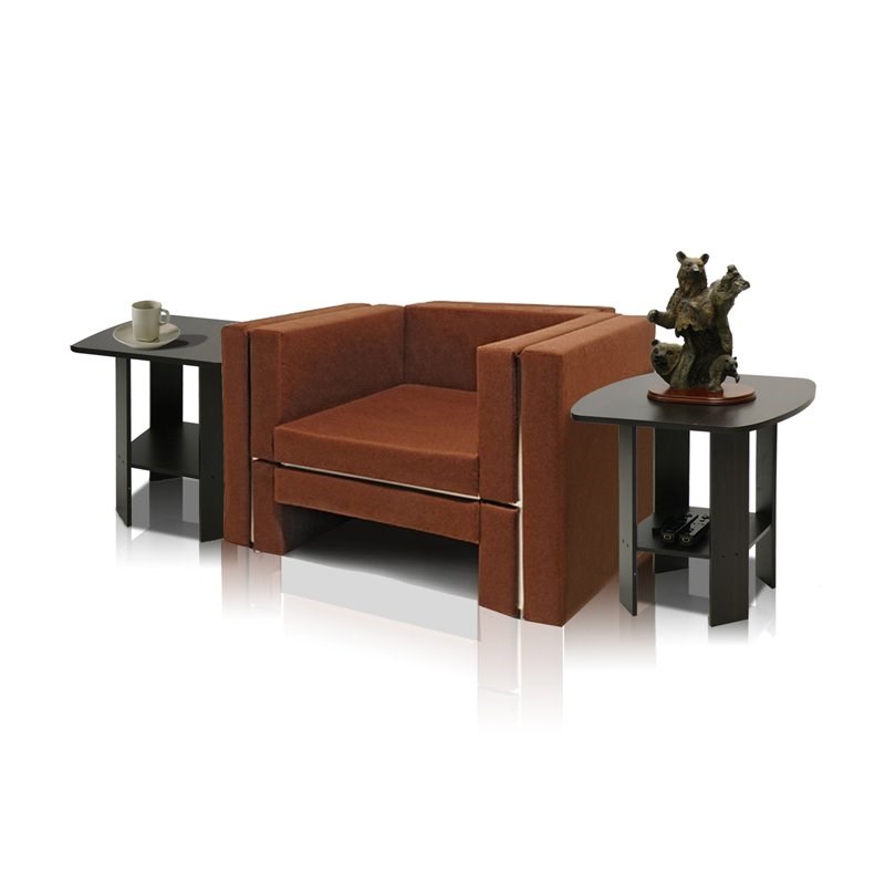 Furinno Engineered Wood Simple Design End Table in Espresso (Set of 2)