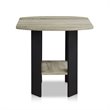 Furinno Wood Simple Design End Table in French Oak Gray/Black (Set of 2)