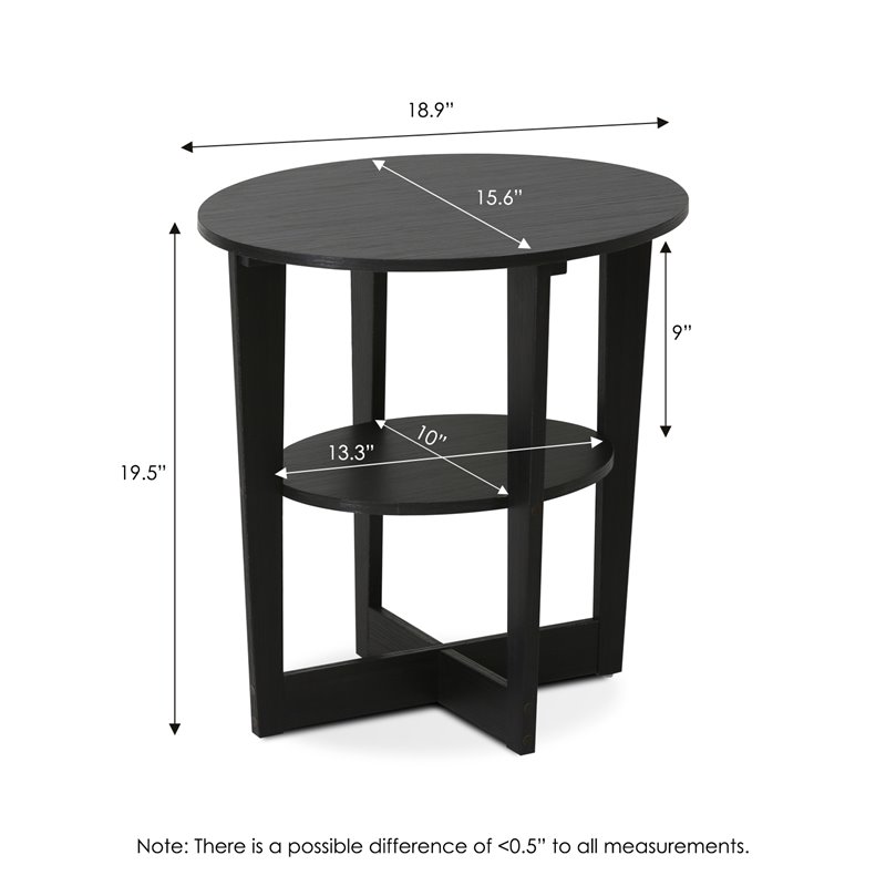 Furinno JAYA Contemporary Engineered Wood Oval End Table in Walnut (Set of 2)