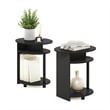 Furinno JAYA Wood Simple Design Oval End Table in Walnut/Black (Set of 2)