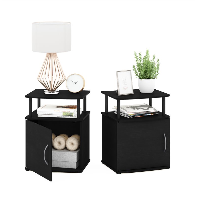 Furinno JAYA Engineered Wood Utility Design End Table in Black (Set of 2)