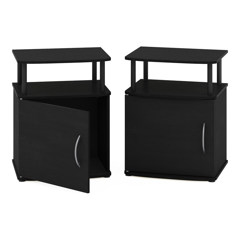 Furinno JAYA Engineered Wood Utility Design End Table in Black (Set of 2)