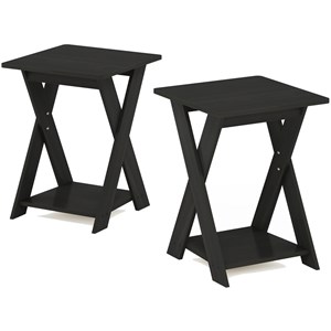 Furinno Modern Wood SIMPLISTIC Criss-Crossed End Table in Espresso (Set of 2)