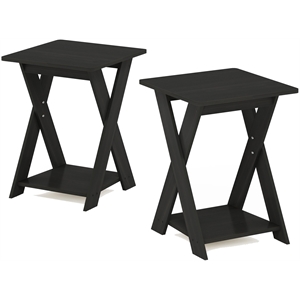 furinno modern wood simplistic criss-crossed end table in espresso (set of 2)