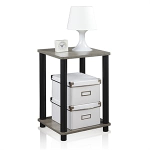 Furinno TURN-N-TUBE Haydn Engineered Wood End Table in French Oak Gray/Black