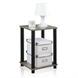 Furinno TURN-N-TUBE Haydn Engineered Wood End Table in French Oak Gray/Black