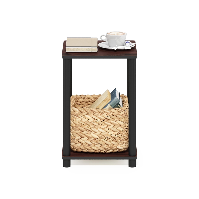 Furinno TURN-N-TUBE Haydn Engineered Wood End Table in Dark Cherry/Black