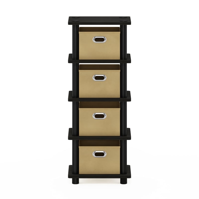 Furinno TURN-N-TUBE Engineered Wood 4-Bins System Rack in Espresso/Black