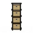 Furinno TURN-N-TUBE Engineered Wood 4-Bins System Rack in Espresso/Black