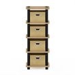 Furinno TURN-N-TUBE Engineered Wood 4-Bins System Rack in Oak/Black