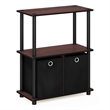 Furinno Go Green Wood 3-Tier Storage Rack Shelving Unit in Dark Cherry/Black