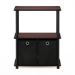 Furinno Go Green Wood 3-Tier Storage Rack Shelving Unit in Dark Cherry/Black