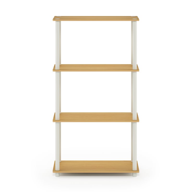 Furinno TURN-N-TUBE Wood 4-Tier Multipurpose Shelf Display Rack in Beech/Natural