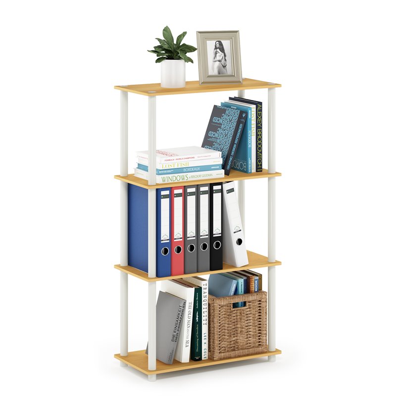 Furinno TURN-N-TUBE Wood 4-Tier Multipurpose Shelf Display Rack in Beech/Natural