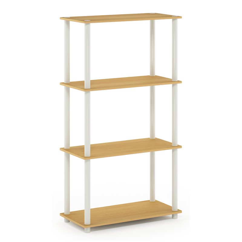 Furinno TURN-N-TUBE Wood 4-Tier Multipurpose Shelf Display Rack in Beech/Natural