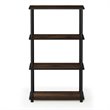 Furinno TURN-N-TUBE Wood 4-Tier Shelf Display Rack in Columbia Walnut/Black