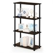 Furinno TURN-N-TUBE Wood 4-Tier Shelf Display Rack in Columbia Walnut/Black