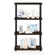 Furinno TURN-N-TUBE Wood 4-Tier Shelf Display Rack in Columbia Walnut/Black