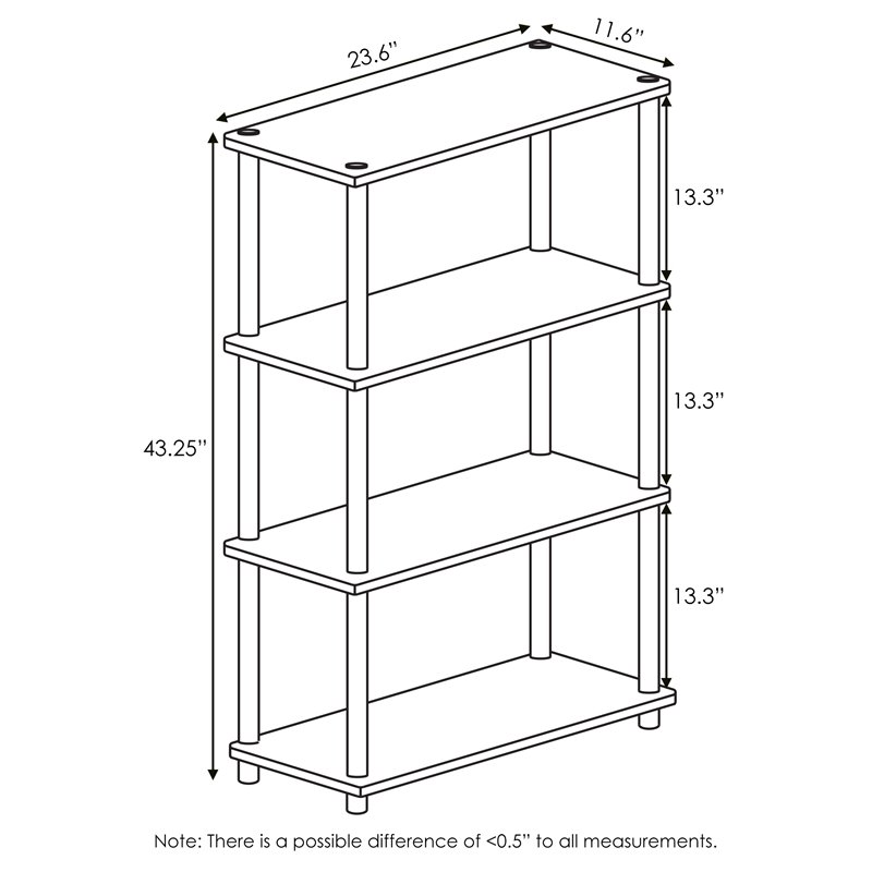 Furinno TURN-N-TUBE Wood 4-Tier Shelf Display Rack in Columbia Walnut/Black