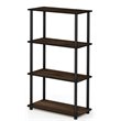 Furinno TURN-N-TUBE Wood 4-Tier Shelf Display Rack in Columbia Walnut/Black