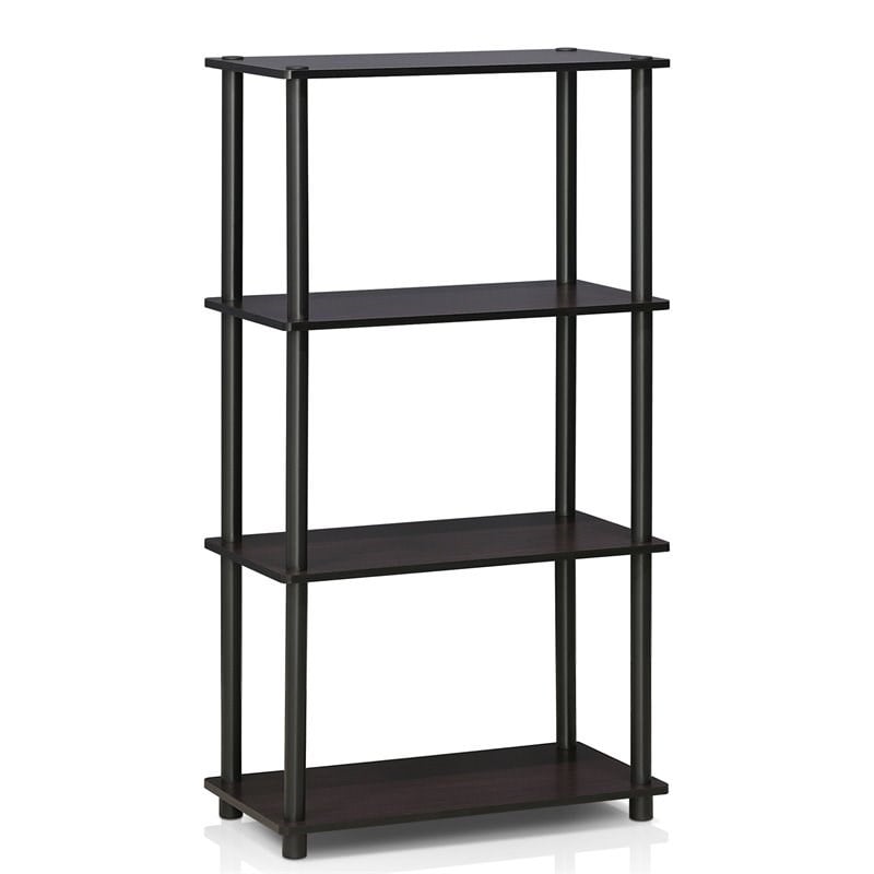 Furinno TURN-N-TUBE Wood 4-Tier Multipurpose Shelf Display Rack in Dark Walnut