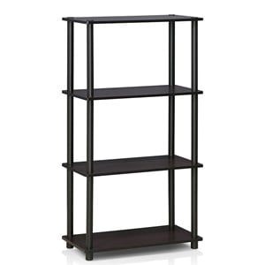 Furinno TURN-N-TUBE Wood 4-Tier Multipurpose Shelf Display Rack in Dark Walnut