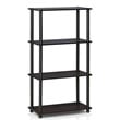 Furinno TURN-N-TUBE Wood 4-Tier Multipurpose Shelf Display Rack in Dark Walnut