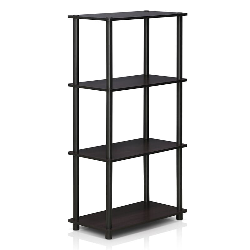 Furinno TURN-N-TUBE Wood 4-Tier Multipurpose Shelf Display Rack in Dark Walnut