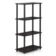 Furinno TURN-N-TUBE Wood 4-Tier Multipurpose Shelf Display Rack in Dark Walnut