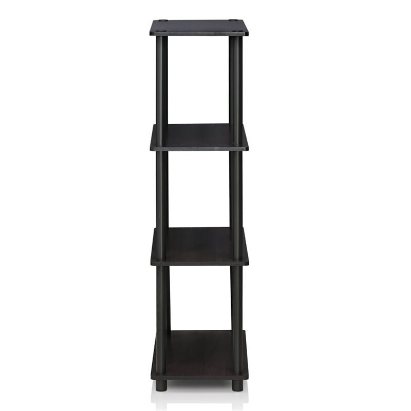 Furinno TURN-N-TUBE Wood 4-Tier Multipurpose Shelf Display Rack in Dark Walnut