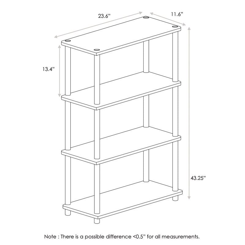 Furinno TURN-N-TUBE Wood 4-Tier Multipurpose Shelf Display Rack in Dark Walnut
