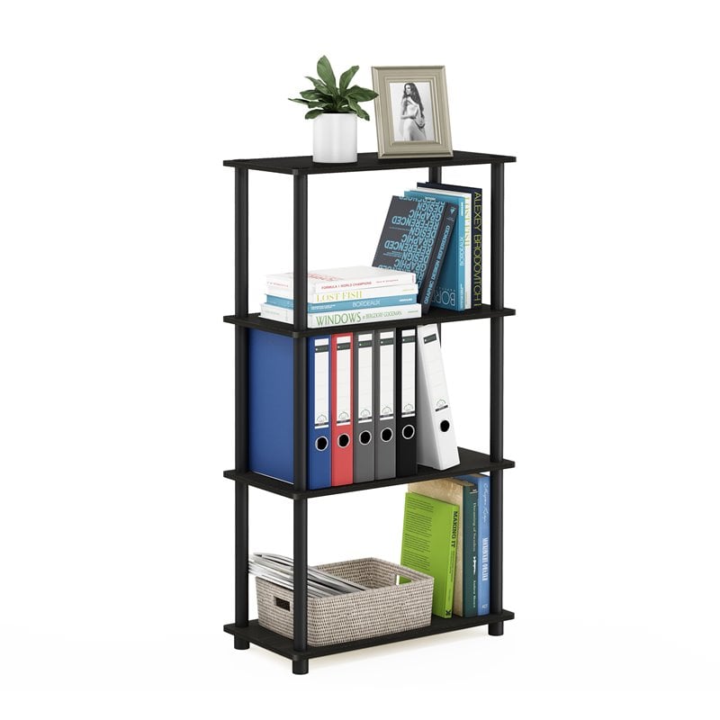 Furinno TURN-N-TUBE Wood 4-Tier Shelf Display Rack in Espresso/Black