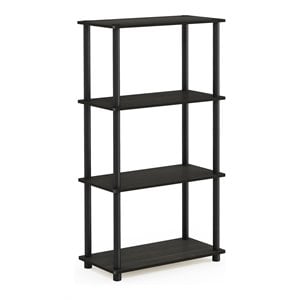 Furinno TURN-N-TUBE Wood 4-Tier Shelf Display Rack in Espresso/Black