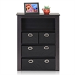 Furinno ECON Hallway Wood Console Table with 4-Foldable Bins in Espresso/Black