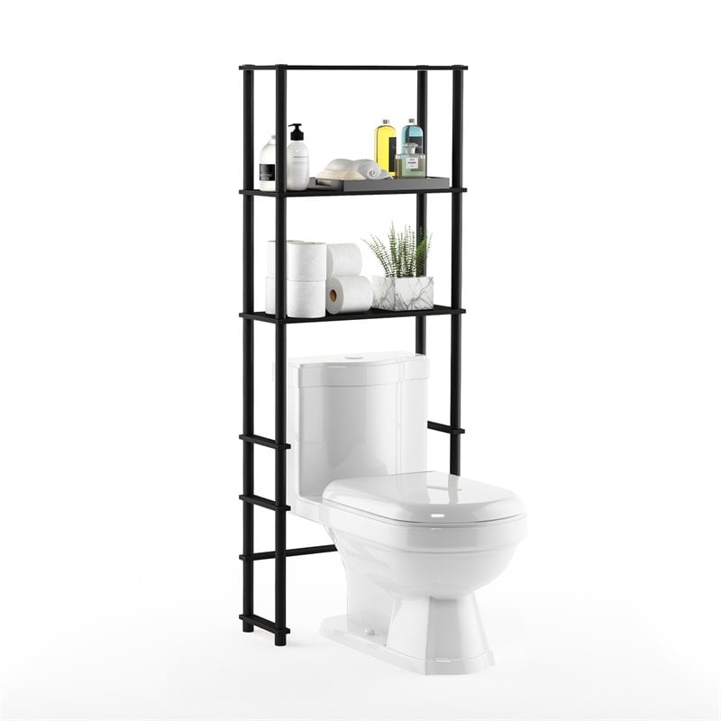 Furinno TURN-N-TUBE Wood Toilet Space Saver with 3 Shelves in Espresso/Black