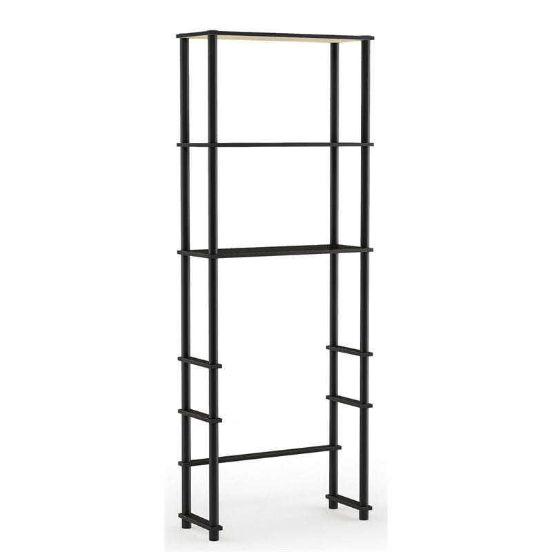 Furinno TURN-N-TUBE Wood Toilet Space Saver with 3 Shelves in Espresso/Black