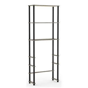 Furinno TURN-N-TUBE Wood Toilet Space Saver with 3 Shelves in Oak Gray/Black