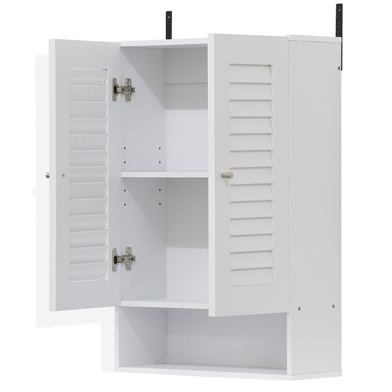 Furinno INDO Contemporary Engineered Wood Double Door Wall Cabinet in White