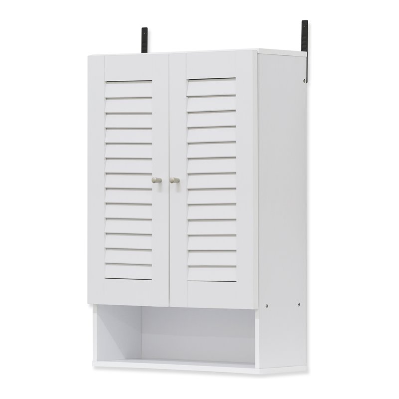 Furinno INDO Contemporary Engineered Wood Double Door Wall Cabinet in White