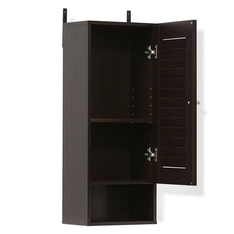 Furinno INDO Contemporary Engineered Wood Slim Wall Cabinet in Espresso