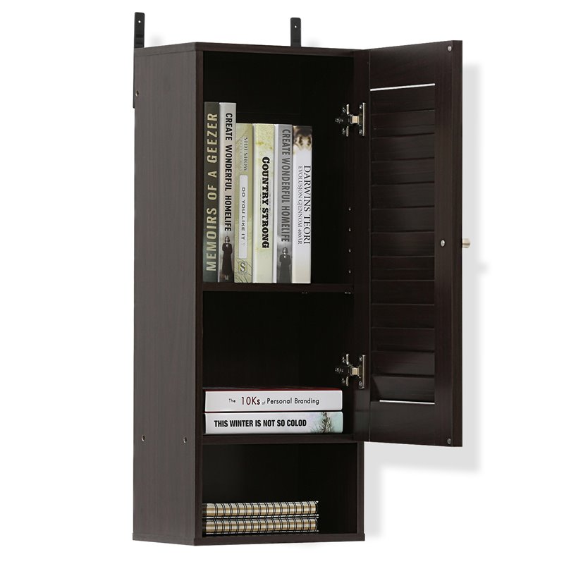 Furinno INDO Contemporary Engineered Wood Slim Wall Cabinet in Espresso