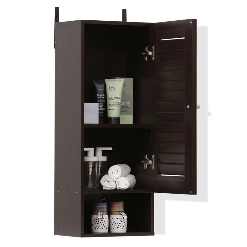Furinno INDO Contemporary Engineered Wood Slim Wall Cabinet in Espresso